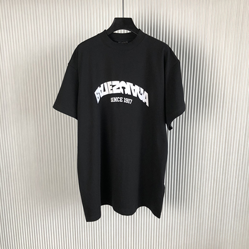 バレンシアガ 半袖Tシャツ スーパーコピー  BALENCIAGA レタリング刺繍ラウンドネック半袖Tシャツ