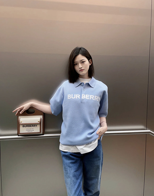 バーバリー ポロシャツ スーパーコピー BURBERRYロゴデザイン入りコットンウール混紡ポロシャツ
