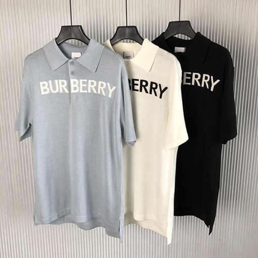バーバリー ポロシャツ スーパーコピー BURBERRYロゴデザイン入りコットンウール混紡ポロシャツ