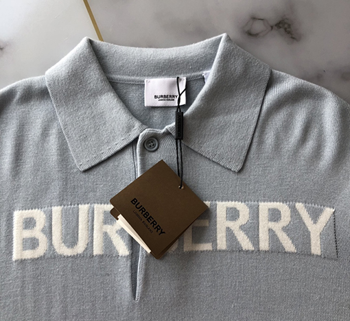 バーバリー ポロシャツ スーパーコピー BURBERRYロゴデザイン入りコットンウール混紡ポロシャツ