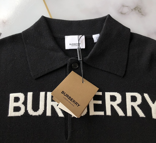 バーバリー ポロシャツ スーパーコピー BURBERRYロゴデザイン入りコットンウール混紡ポロシャツ