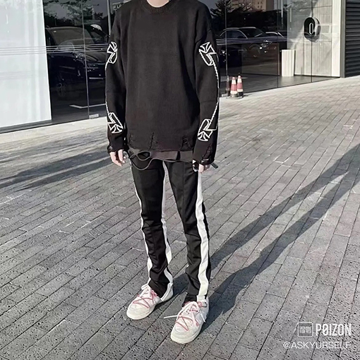 ASK ASKYURSELF ニットセーター スーパーコピー ロール紙手作りダメージ美国風ストリートニットセーターユニセックス