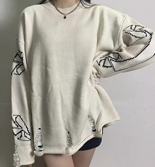 ASK ASKYURSELF ニットセーター スーパーコピー ロール紙手作りダメージ美国風ストリートニットセーターユニセックス