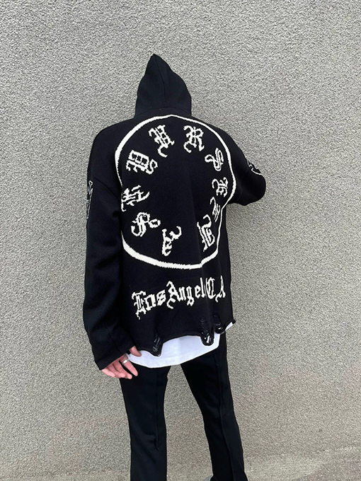 ASK ASKYURSELF ニットセータースーパーコピー  手作りダメージ ユニセックス フーディー