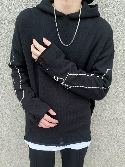 ASK ASKYURSELF ニットセータースーパーコピー  手作りダメージ ユニセックス フーディー