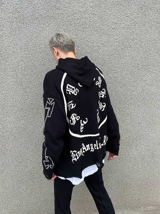 ASK ASKYURSELF ニットセータースーパーコピー  手作りダメージ ユニセックス フーディー