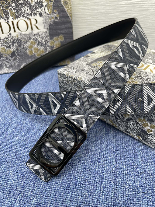 ディオール ベルトコピー DIOR アーカイブ ネイビーブルー CDダイヤモンド パターン ベルト
