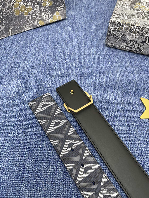 ディオール ベルトコピー DIOR  3.8cmダブルフェイス ネイビーブルー CDダイヤモンド パターン