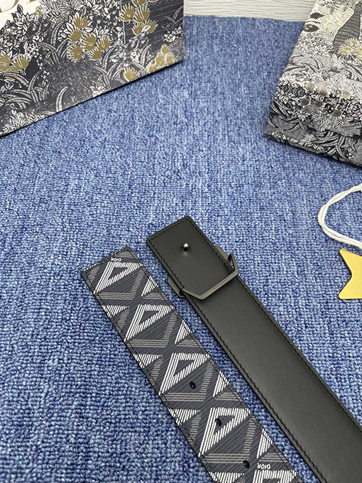 ディオール ベルトコピー DIOR  3.8cmダブルフェイス ネイビーブルー CDダイヤモンド パターン