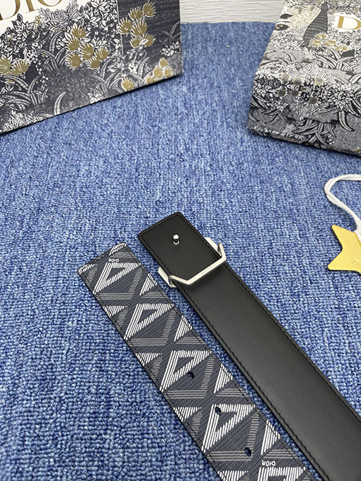 ディオール ベルトコピー DIOR  3.8cmダブルフェイス ネイビーブルー CDダイヤモンド パターン