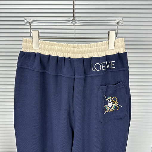 ロエベ スウェットパンツ スーパーコピー LOEWE 刺繍ロゴが際立つカラーブロック仕様のカップル用スポーツパンツ