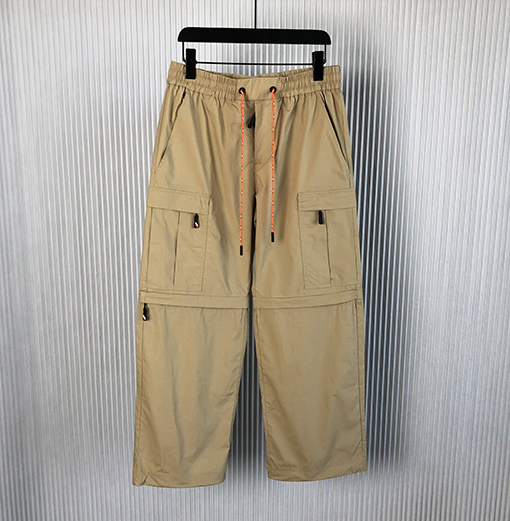 モンクレールパンツスーパーコピー MONCLERカーキ色の紐付きコットンワークショートパンツ・ロングパンツ