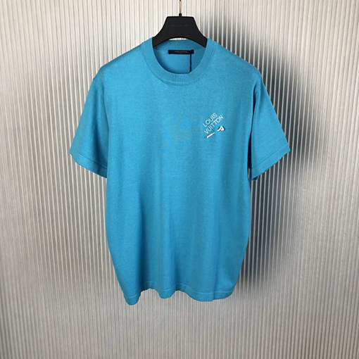 ルイヴィトンニットTシャツ スーパーコピー Louis Vuitton 別針ロゴ入りニット半袖Tシャツ