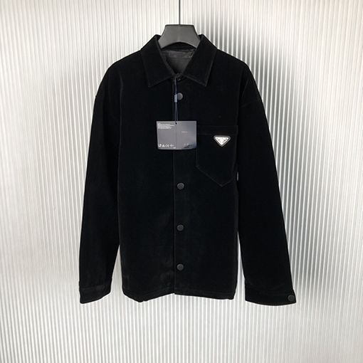 プラダ ジャケット スーパーコピー PRADA トライアングルロゴ ベルベット ジャケット