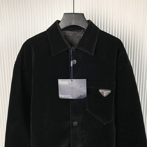 プラダ ジャケット スーパーコピー PRADA トライアングルロゴ ベルベット ジャケット
