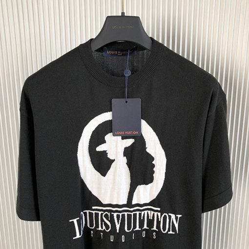ヴィトンニット Tシャツスーパーコピー Louis Vuitton ダブルフィギュア フラワーニット ショートスリーブTシャツ