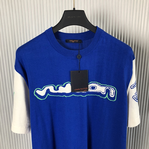 ヴィトンニット Tシャツスーパーコピー  ラウンドネックショートスリーブ ニットTシャツ