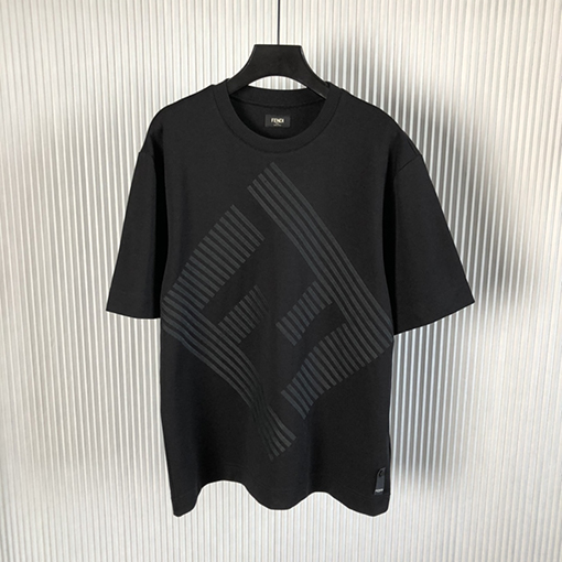 フェンディ半袖Tシャツスーパーコピー ダブルFF刺繍 ラウンドネックショートスリーブTシャツ