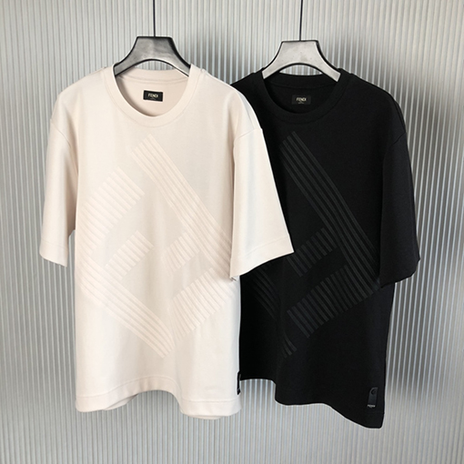 フェンディ半袖Tシャツスーパーコピー ダブルFF刺繍 ラウンドネックショートスリーブTシャツ