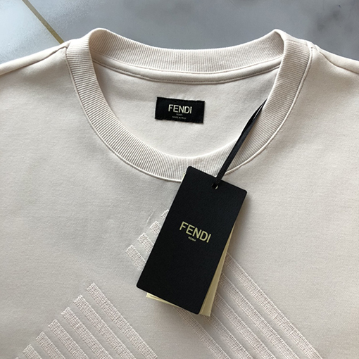 フェンディ半袖Tシャツスーパーコピー ダブルFF刺繍 ラウンドネックショートスリーブTシャツ
