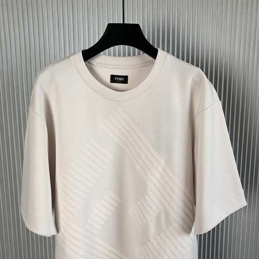 フェンディ半袖Tシャツスーパーコピー ダブルFF刺繍 ラウンドネックショートスリーブTシャツ