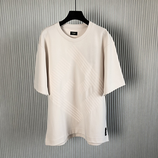フェンディ半袖Tシャツスーパーコピー ダブルFF刺繍 ラウンドネックショートスリーブTシャツ