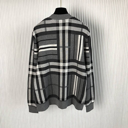 バーバリーカーディガン スーパーコピー  BURBERRY グレーチェック柄 ラウンドネックカーディガン