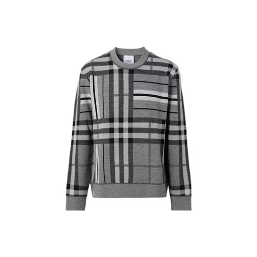 バーバリー ニット セーター スーパーコピー BURBERRY チェック柄 ラウンドネックプルオーバーニット