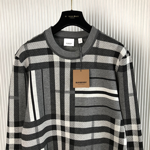 バーバリー ニット セーター スーパーコピー BURBERRY チェック柄 ラウンドネックプルオーバーニット