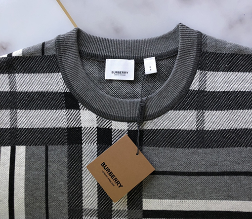 バーバリー ニット セーター スーパーコピー BURBERRY チェック柄 ラウンドネックプルオーバーニット