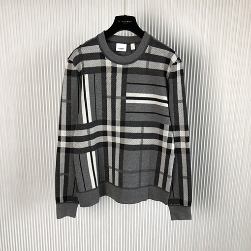 バーバリー ニット セーター スーパーコピー BURBERRY チェック柄 ラウンドネックプルオーバーニット