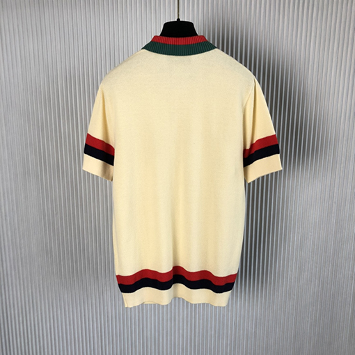 グッチ  ダブル スウェットTシャツ GUCCIスーパーコピーG ニット ターンダウン カラー ショートスリーブPOLOシャツ