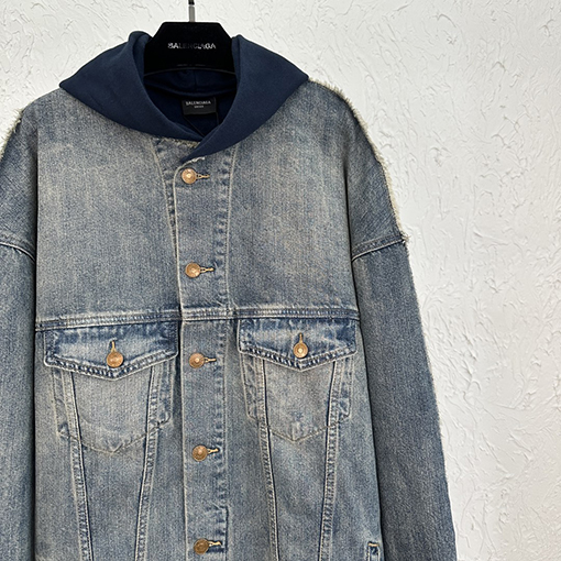 バレンシアガ デニム ジャケット スーパーコピー BALENCIAGA パッチワーク デニムフーディー Gジャン