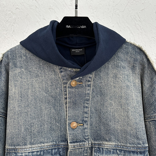 バレンシアガ デニム ジャケット スーパーコピー BALENCIAGA パッチワーク デニムフーディー Gジャン