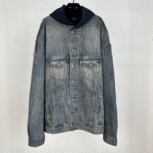 バレンシアガ デニム ジャケット スーパーコピー BALENCIAGA パッチワーク デニムフーディー Gジャン