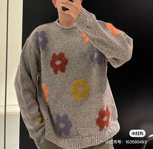 acne studios ニット セーター スーパーコピー 破れた穴の花柄セーター