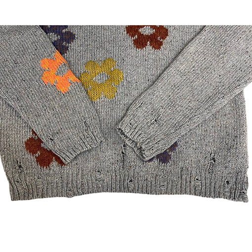 acne studios ニット セーター スーパーコピー 破れた穴の花柄セーター