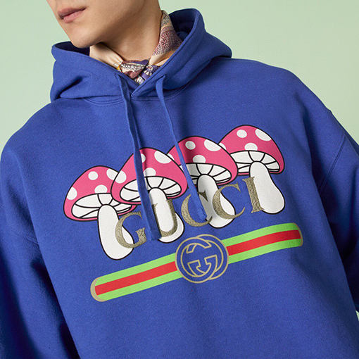 グッチ パーカー スーパーコピー  GUCCI ブルーキノコプリントフード
