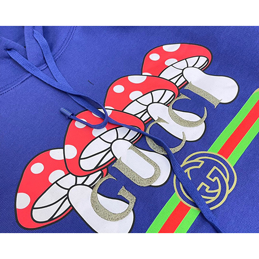 グッチ パーカー スーパーコピー  GUCCI ブルーキノコプリントフード