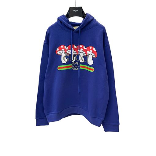 グッチ パーカー スーパーコピー  GUCCI ブルーキノコプリントフード