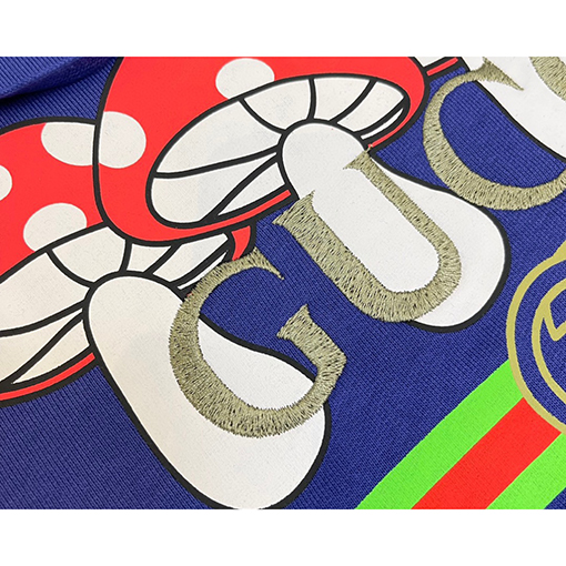 グッチ パーカー スーパーコピー  GUCCI ブルーキノコプリントフード