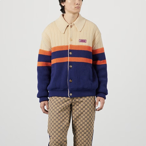 グッチ カーディガンコピー GUCCI パッチワークシングルボタン長袖ニットカーディガン