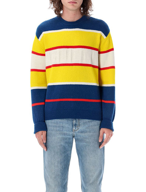 グッチ ニット セーター スーパーコピー GUCCI ストライプ ロゴラウンドネックセーター