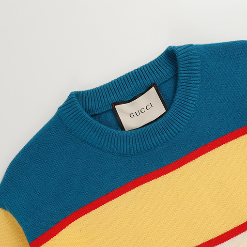 グッチ ニット セーター スーパーコピー GUCCI ストライプ ロゴラウンドネックセーター