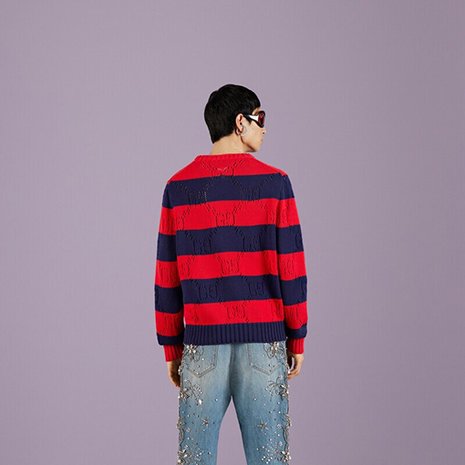 グッチ  ニット セーター コピー  GUCCI   アイコニックなGGモチーフとトーンオントーン ニット長袖セーター