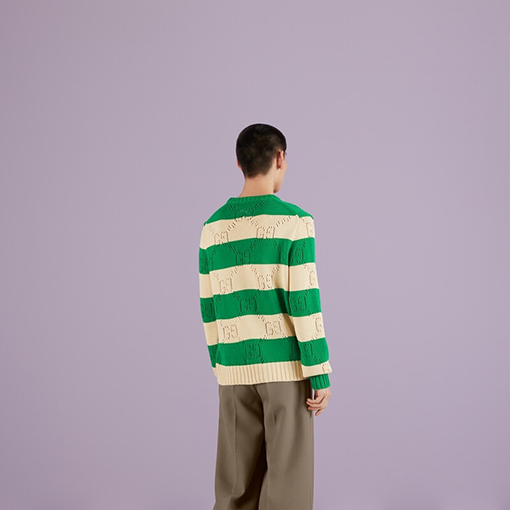 グッチ  ニット セーター コピー  GUCCI   アイコニックなGGモチーフとトーンオントーン ニット長袖セーター