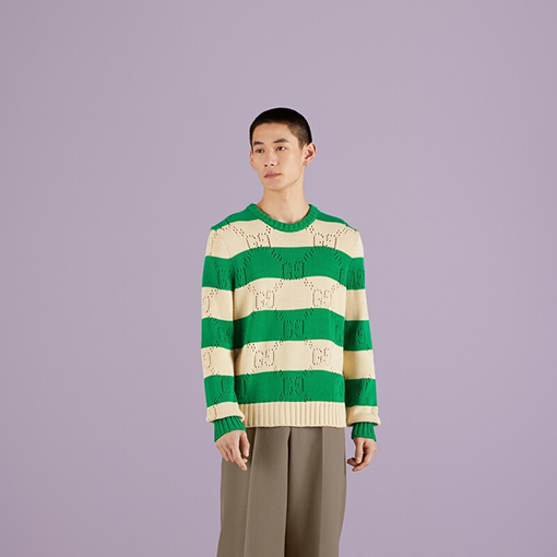 グッチ  ニット セーター コピー  GUCCI   アイコニックなGGモチーフとトーンオントーン ニット長袖セーター