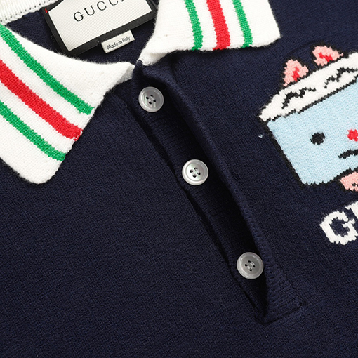グッチ セーター gucci  アニメと動物のインスピレーションが詰まったニットPoloスタイルセーター