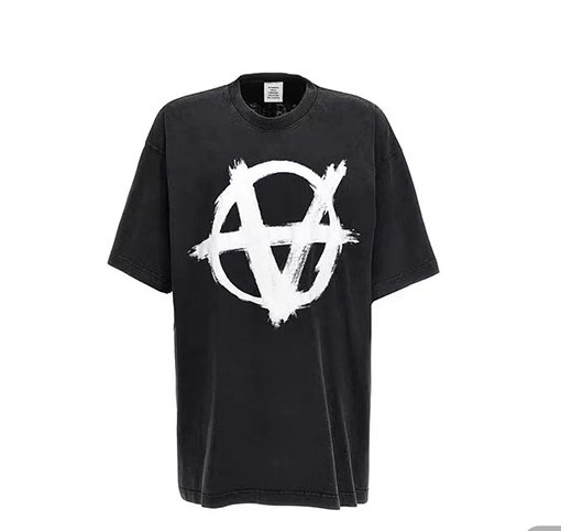 ヴェトモン 半袖Tシャツ スーパーコピー VETEMENTS 反転アナーキーシンボルプリントウォッシュ