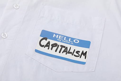ヴェトモン 半袖Tシャツ コピー Hello capitalism ブルーのグラフィティ署名ラベルプリントゆったりカジュアル半袖シャツ